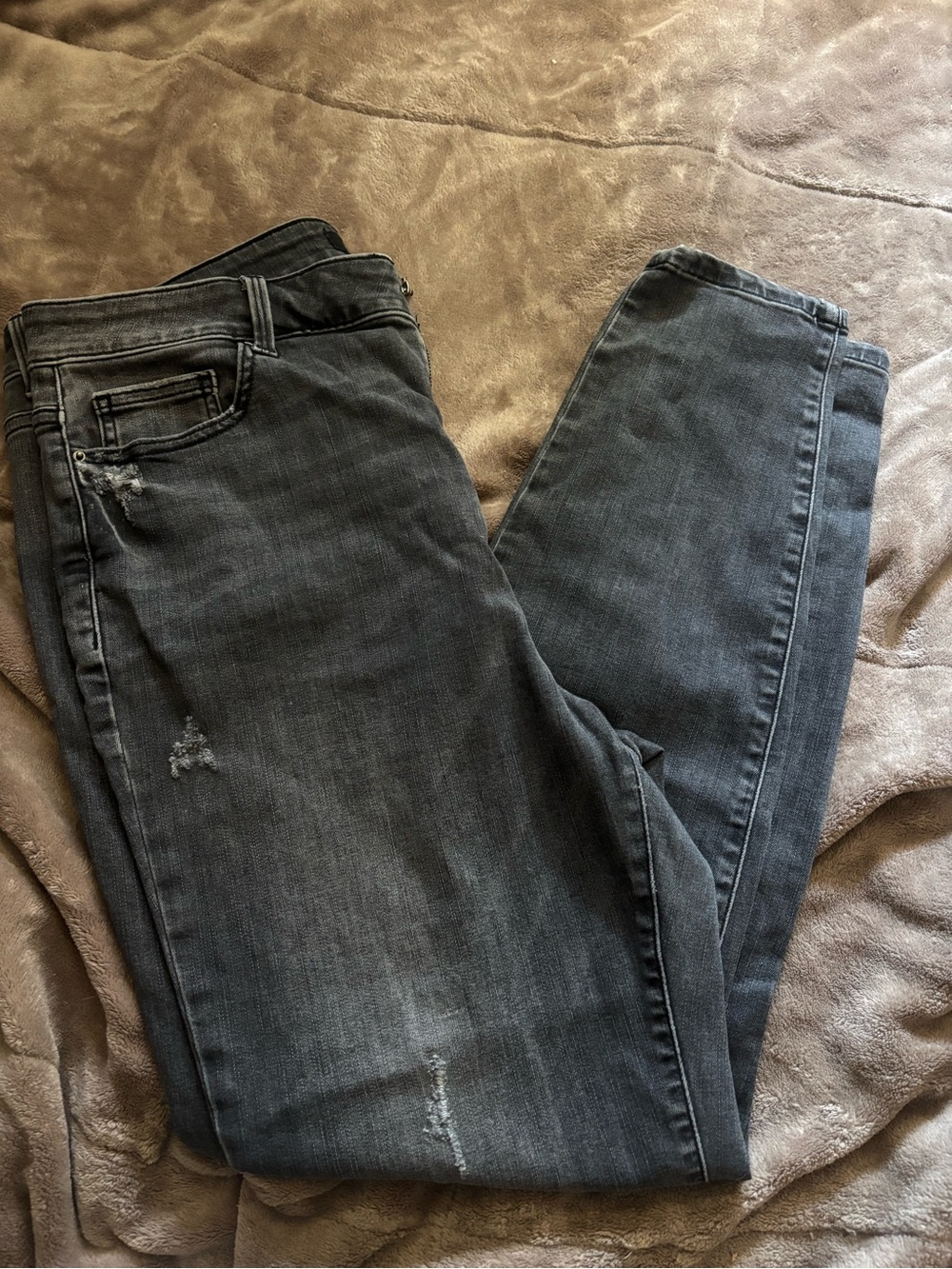 Forever 21 Charcoal Skinny Jeans with Light Distress